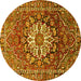 Round Machine Washable Persian Yellow Traditional Rug, wshtr4113yw