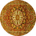 Round Persian Yellow Traditional Rug, tr4113yw