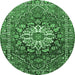 Round Persian Emerald Green Traditional Rug, tr4113emgrn
