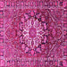 Square Machine Washable Persian Pink Traditional Rug, wshtr4113pnk