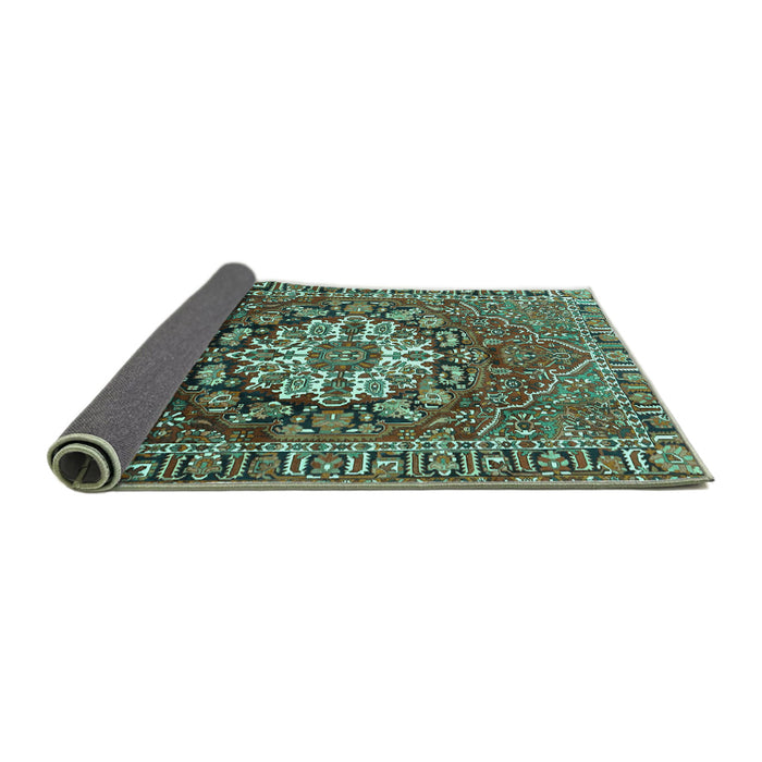 Sideview of Persian Turquoise Traditional Rug, tr4113turq