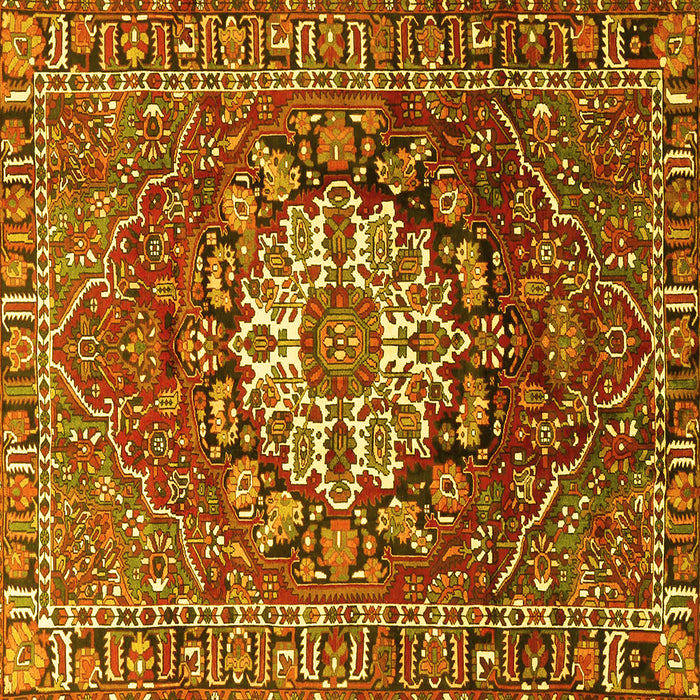 Square Machine Washable Persian Yellow Traditional Rug, wshtr4113yw