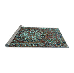 Sideview of Machine Washable Persian Light Blue Traditional Rug, wshtr4113lblu
