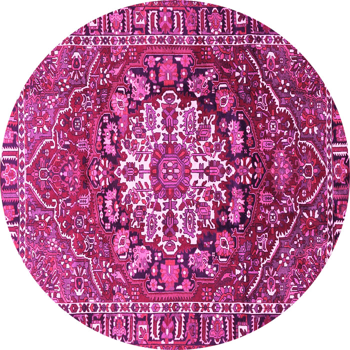 Round Machine Washable Persian Pink Traditional Rug, wshtr4113pnk