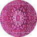 Round Machine Washable Persian Pink Traditional Rug, wshtr4113pnk