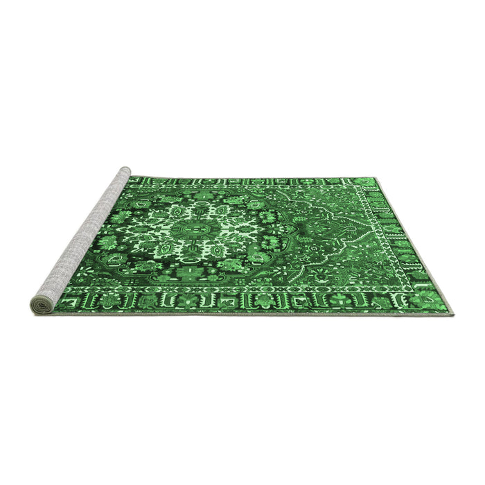 Sideview of Machine Washable Persian Emerald Green Traditional Area Rugs, wshtr4113emgrn