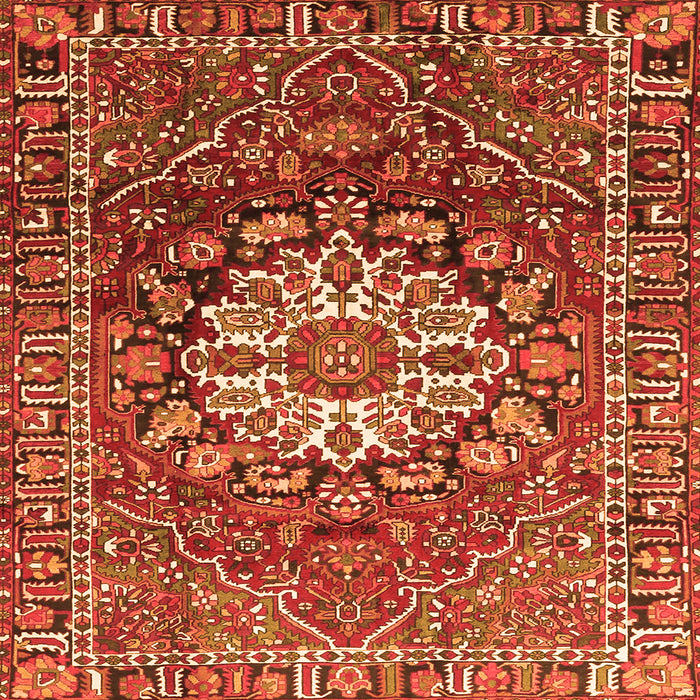 Round Machine Washable Persian Orange Traditional Area Rugs, wshtr4113org