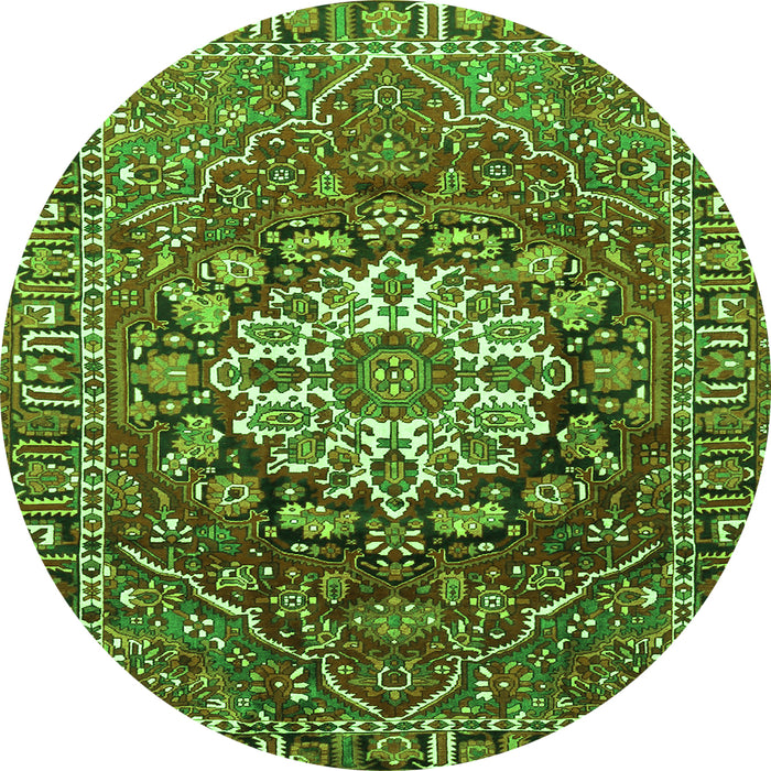 Square Persian Green Traditional Rug, tr4113grn