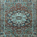 Square Machine Washable Persian Light Blue Traditional Rug, wshtr4113lblu