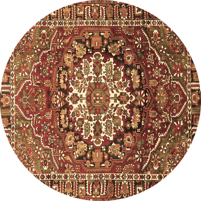 Round Machine Washable Persian Brown Traditional Rug, wshtr4113brn