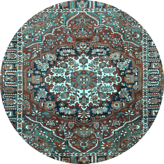 Round Persian Light Blue Traditional Rug, tr4113lblu