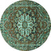 Round Persian Turquoise Traditional Rug, tr4113turq