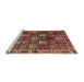 Sideview of Machine Washable Traditional Saffron Red Rug, wshtr4114