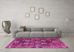 Machine Washable Persian Pink Traditional Rug in a Living Room, wshtr4114pnk