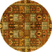 Round Persian Yellow Traditional Rug, tr4114yw