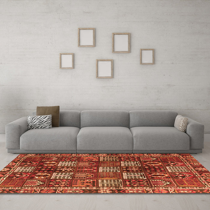 Machine Washable Persian Orange Traditional Area Rugs in a Living Room, wshtr4114org