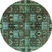 Round Persian Turquoise Traditional Rug, tr4114turq