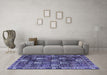 Machine Washable Persian Blue Traditional Rug in a Living Room, wshtr4114blu