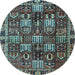 Round Machine Washable Persian Light Blue Traditional Rug, wshtr4114lblu