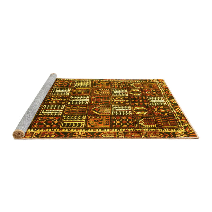 Sideview of Machine Washable Persian Yellow Traditional Rug, wshtr4114yw