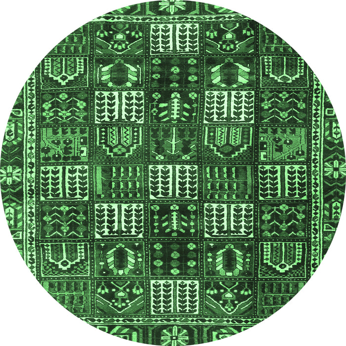 Round Persian Emerald Green Traditional Rug, tr4114emgrn