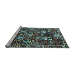 Sideview of Machine Washable Persian Light Blue Traditional Rug, wshtr4114lblu