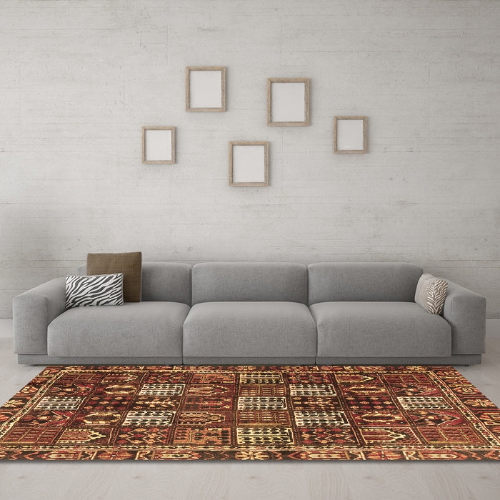 Machine Washable Persian Brown Traditional Rug in a Living Room,, wshtr4114brn