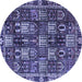 Round Persian Blue Traditional Rug, tr4114blu