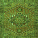 Round Machine Washable Persian Green Traditional Area Rugs, wshtr4115grn