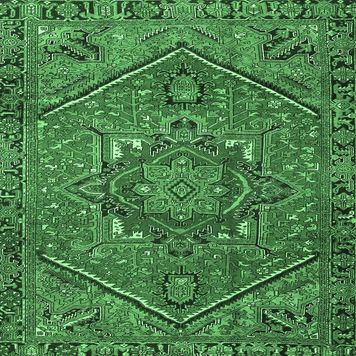 Square Machine Washable Persian Emerald Green Traditional Area Rugs, wshtr4115emgrn