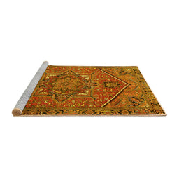 Sideview of Machine Washable Persian Yellow Traditional Rug, wshtr4115yw