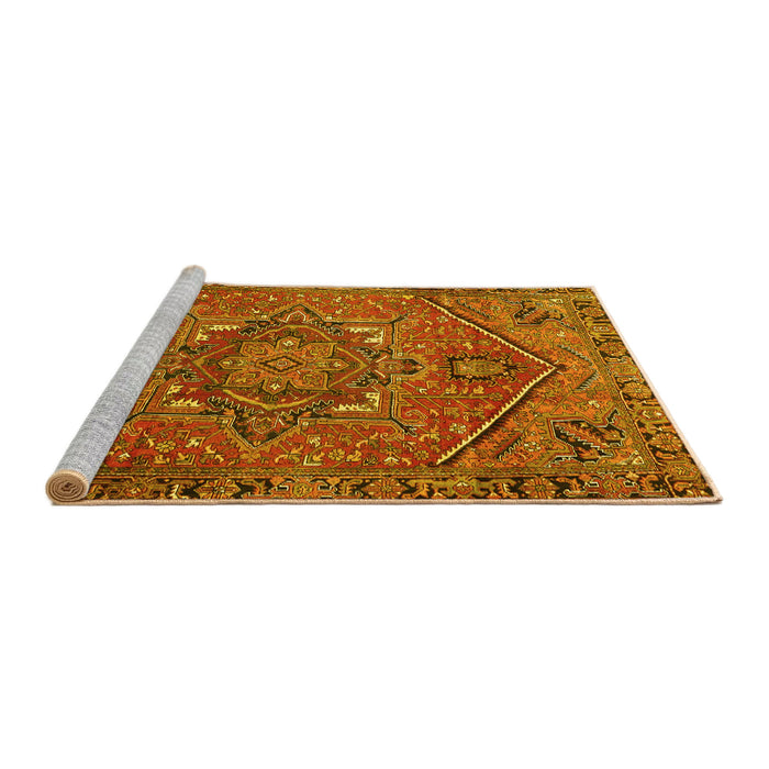 Sideview of Machine Washable Persian Yellow Traditional Rug, wshtr4115yw