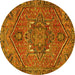 Round Persian Yellow Traditional Rug, tr4115yw