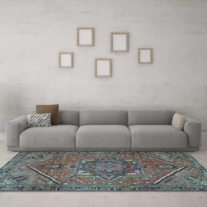 Machine Washable Persian Light Blue Traditional Rug in a Living Room, wshtr4115lblu