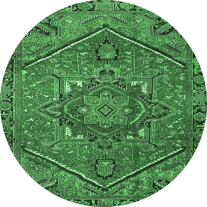 Round Persian Emerald Green Traditional Rug, tr4115emgrn