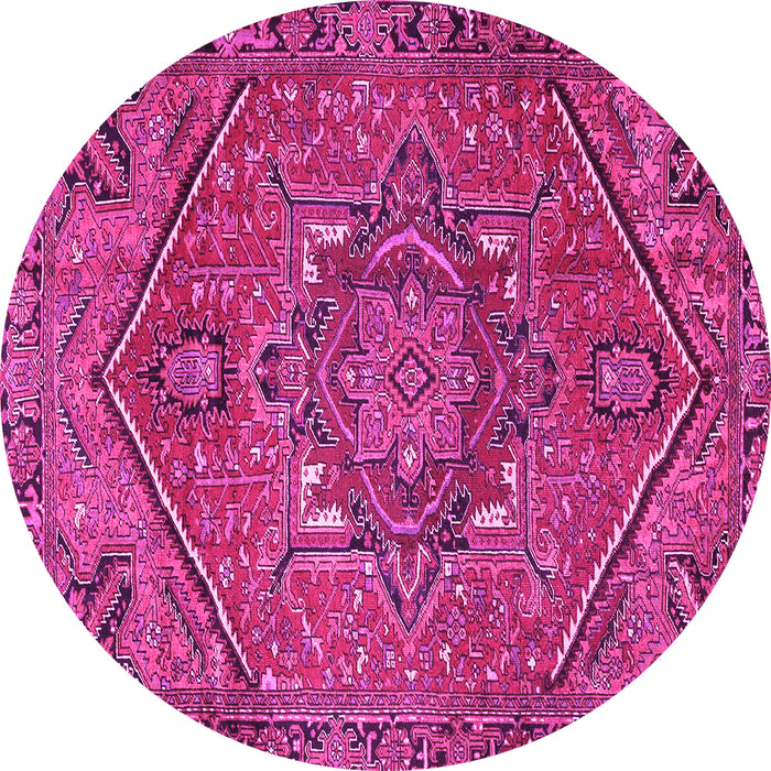 Round Machine Washable Persian Pink Traditional Rug, wshtr4115pnk