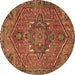 Round Persian Brown Traditional Rug, tr4115brn