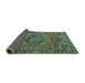 Sideview of Persian Turquoise Traditional Rug, tr4115turq