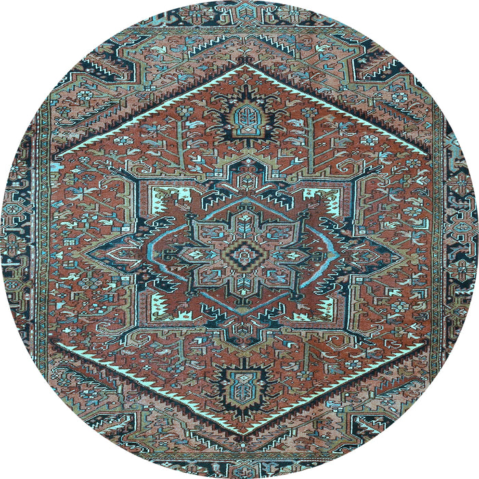 Round Machine Washable Persian Light Blue Traditional Rug, wshtr4115lblu