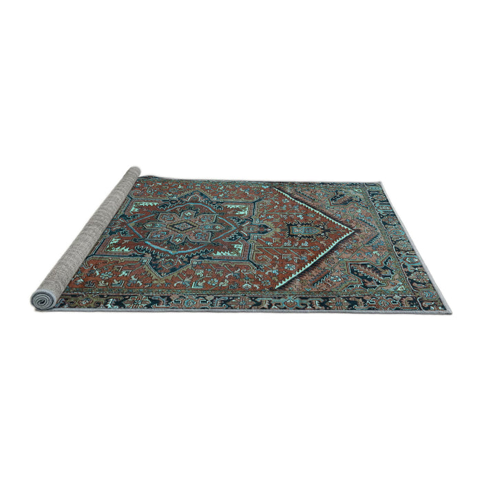 Sideview of Machine Washable Persian Light Blue Traditional Rug, wshtr4115lblu