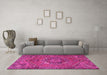 Machine Washable Persian Pink Traditional Rug in a Living Room, wshtr4115pnk
