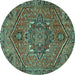 Round Persian Turquoise Traditional Rug, tr4115turq