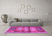 Machine Washable Persian Pink Traditional Rug in a Living Room, wshtr4116pnk