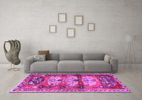 Machine Washable Persian Pink Traditional Rug, wshtr4116pnk