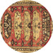 Round Machine Washable Persian Brown Traditional Rug, wshtr4116brn