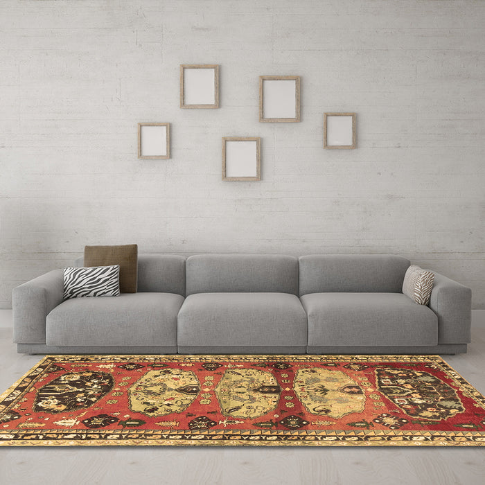 Machine Washable Persian Brown Traditional Rug in a Living Room,, wshtr4116brn
