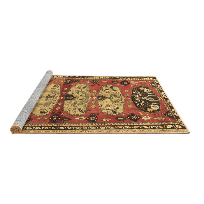 Sideview of Machine Washable Persian Brown Traditional Rug, wshtr4116brn