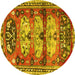 Round Persian Yellow Traditional Rug, tr4116yw