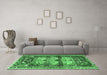 Machine Washable Persian Emerald Green Traditional Area Rugs in a Living Room,, wshtr4116emgrn