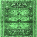 Square Machine Washable Persian Emerald Green Traditional Area Rugs, wshtr4116emgrn